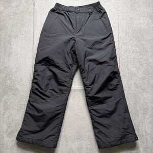 Lands End Kids Ski Snow Pants Black Insulated Size 10 Winter Nylon